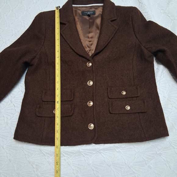 Talbots Dark Brown Women's Blazer with Gold Buttons Size 10p 40% Wool - Picture 11 of 17